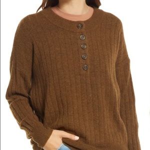 Madewell Cherry Ribbed Henley Top🍒  NWT
